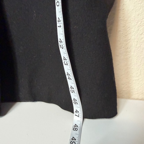 VTG Wool Long Coat Jacket Womens 4 Black Leather Trim David Benjamin Winter FLAW - Picture 8 of 11